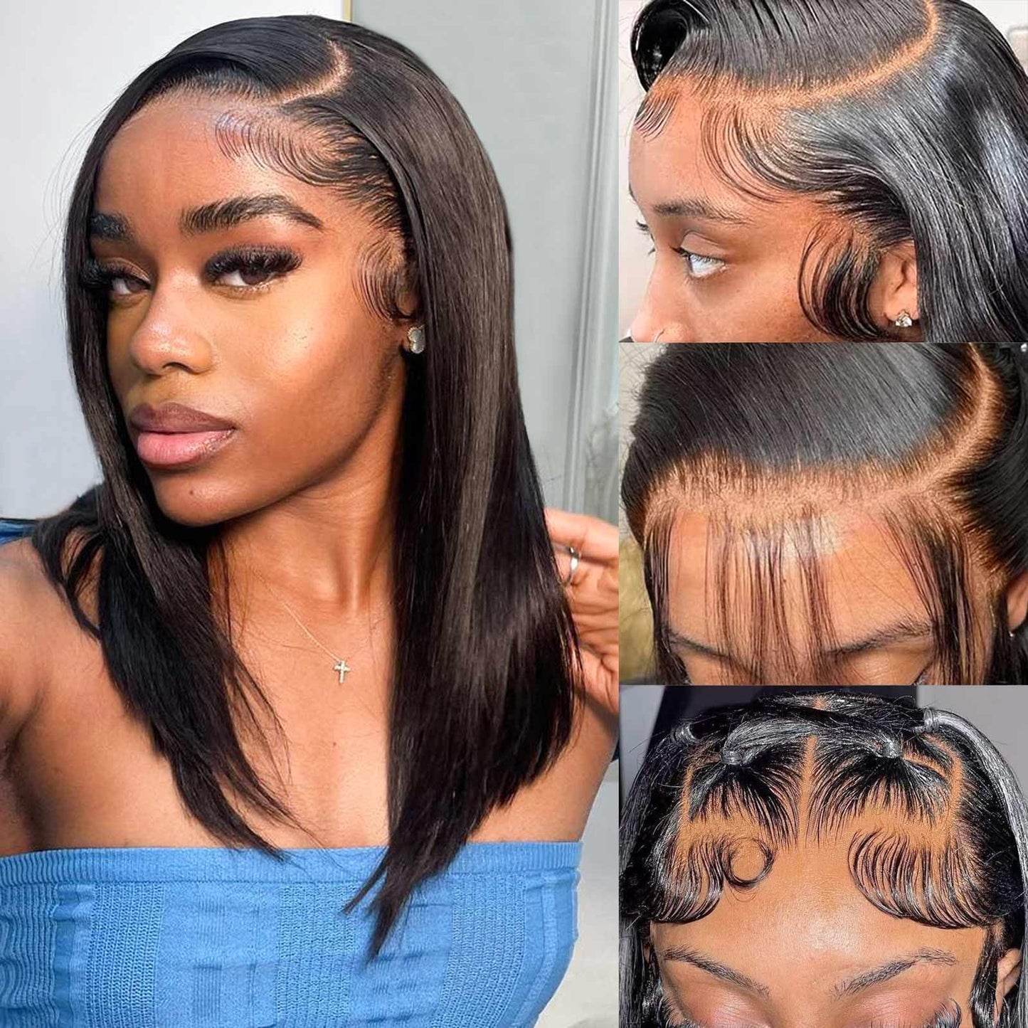 Ombre Highlight Deep Wave Curly Bob Wigs Human Hair Pre Plucked Wear And Go Glueless 13x4 Hd Honey Blonde Highlight Lace Front Wig Human Hair For Black Women Wet And Wavy 4/27 14 Inch