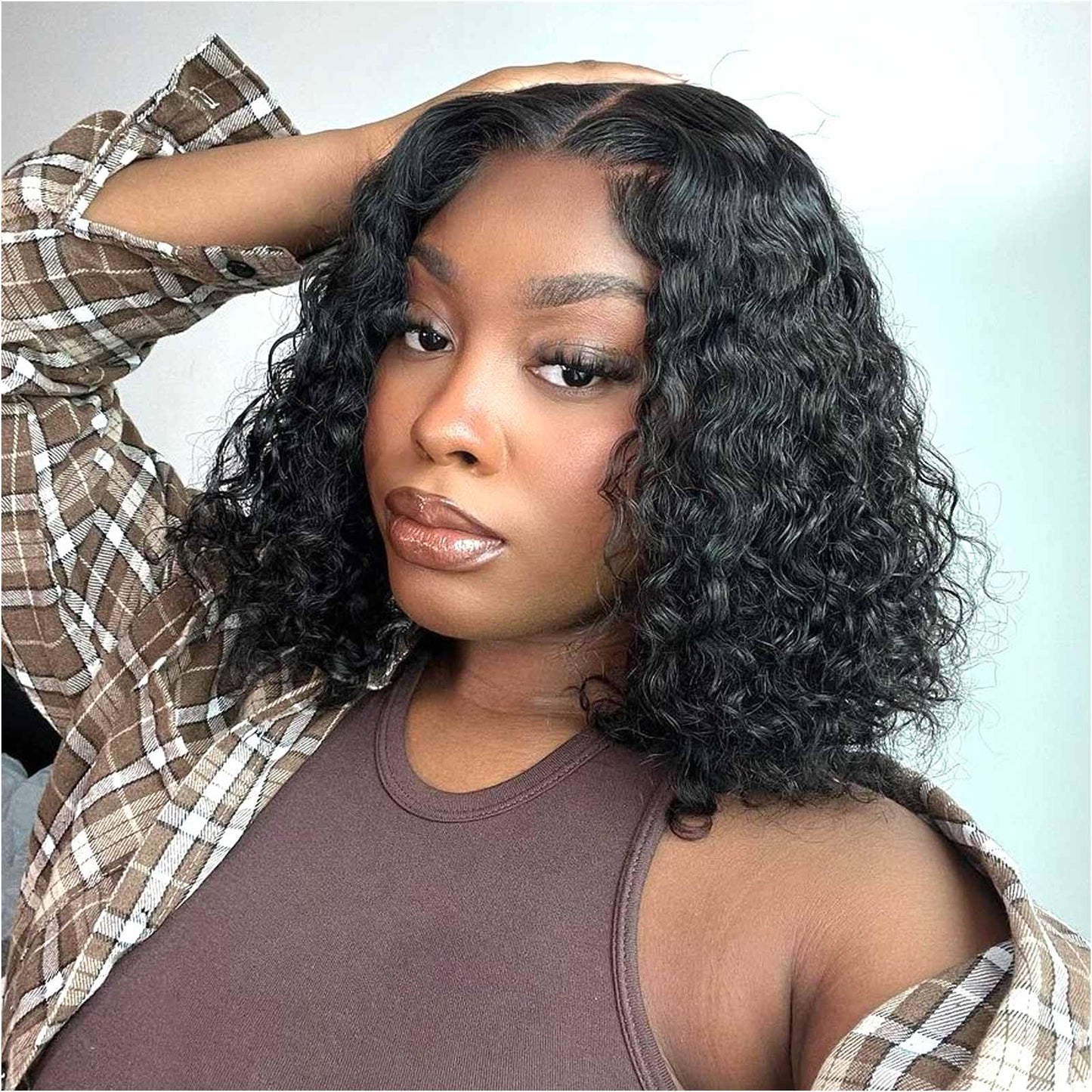 Ombre Highlight Deep Wave Curly Bob Wigs Human Hair Pre Plucked Wear And Go Glueless 13x4 Hd Honey Blonde Highlight Lace Front Wig Human Hair For Black Women Wet And Wavy 4/27 14 Inch