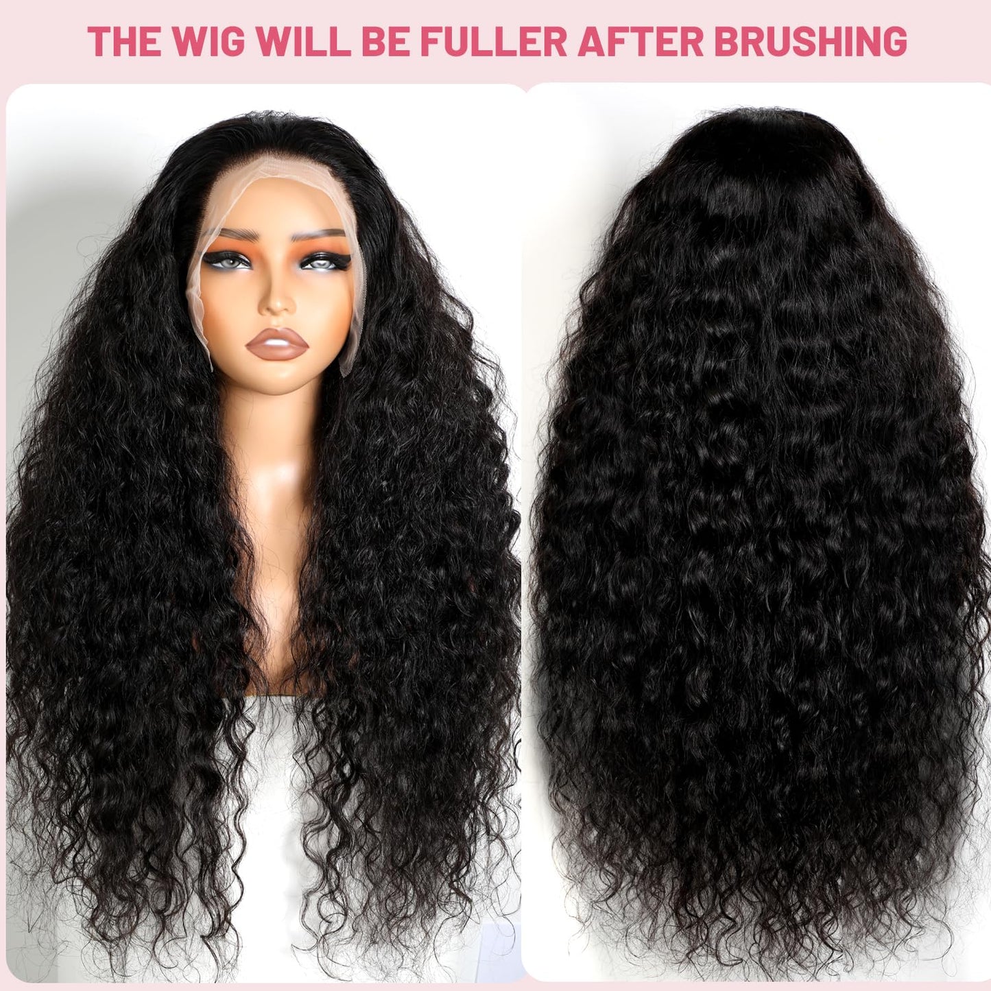 PERISMODA 13x6 Full Lace Frontal Wig Water Wave Lace Front Wigs Human Hair Deep Curly Wave Transparent Lace Frontal Wigs Human Hair 12A Wet and Wavy Wig Pre Plucked Bleached Knots 26 Inch