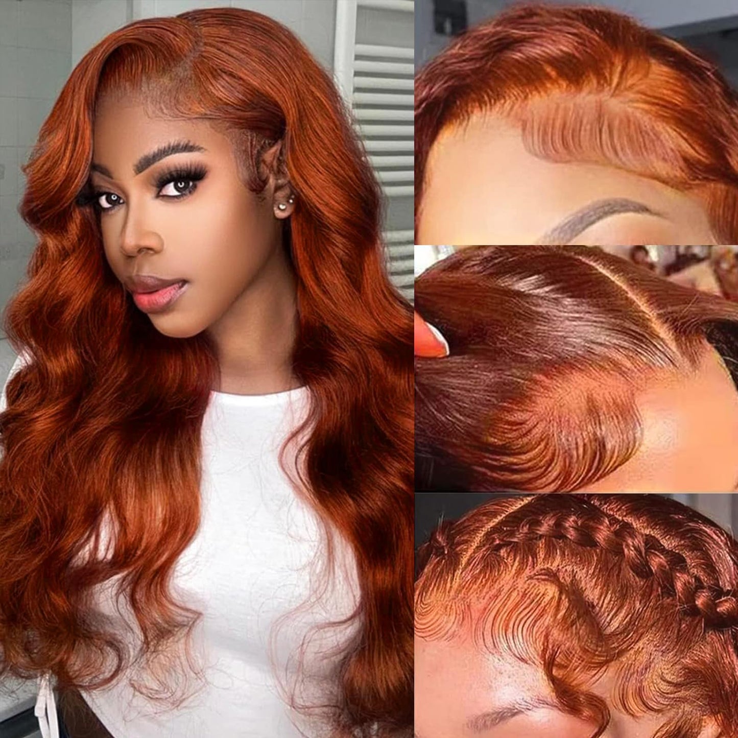 30 Inch Reddish Brown Lace Front Wigs Human Hair 200 Density 13x6 Body Wave HD Lace Frontal Wigs Human Hair Auburn Colored Lace Front Wigs Human Hair Pre Plucked with Baby Hair for Women