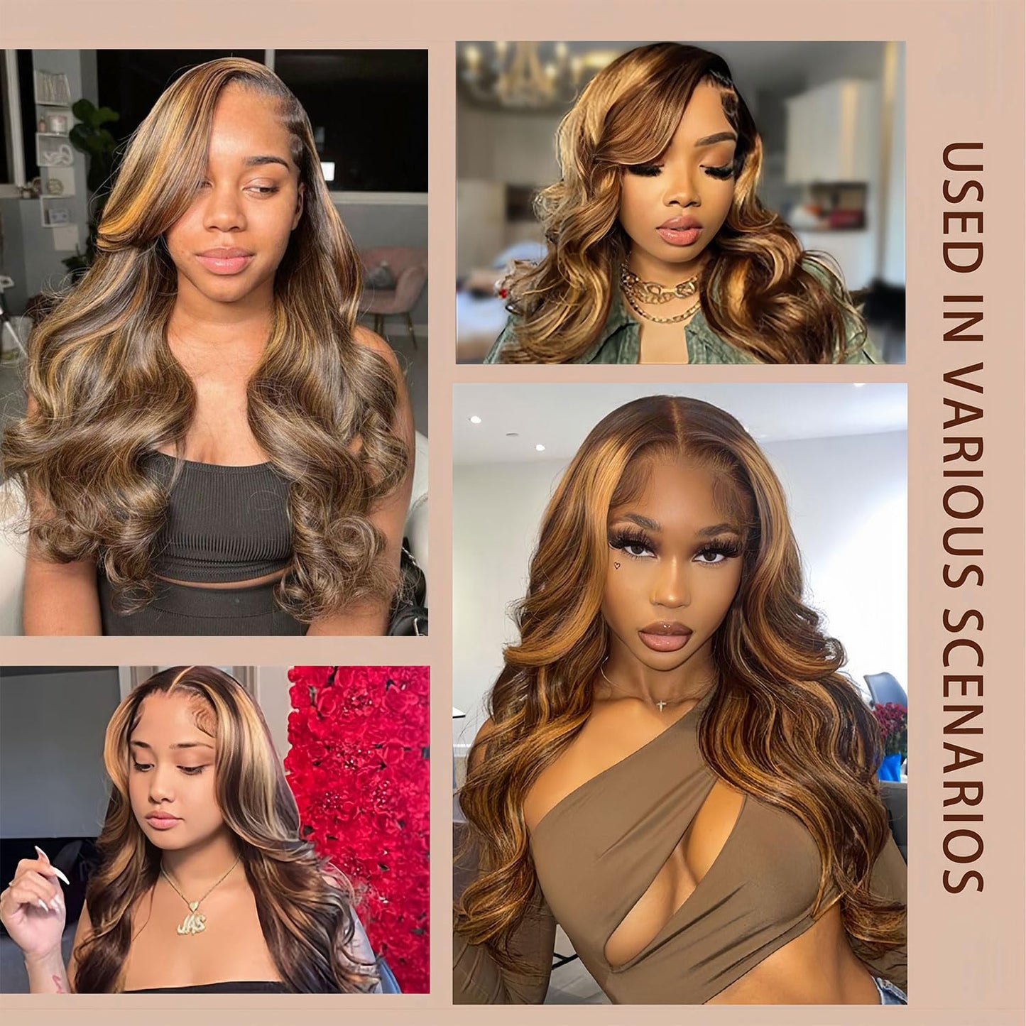 Real Human Hair Wig 30 Inch Ombre 13x6 Lace Front Wig Human Hair 210% Density 4/27 Highlight Wigs Honey Blonde Body Wave Lace Front Wig Pre Plucked HD Frontal Wig Glueless Wigs
