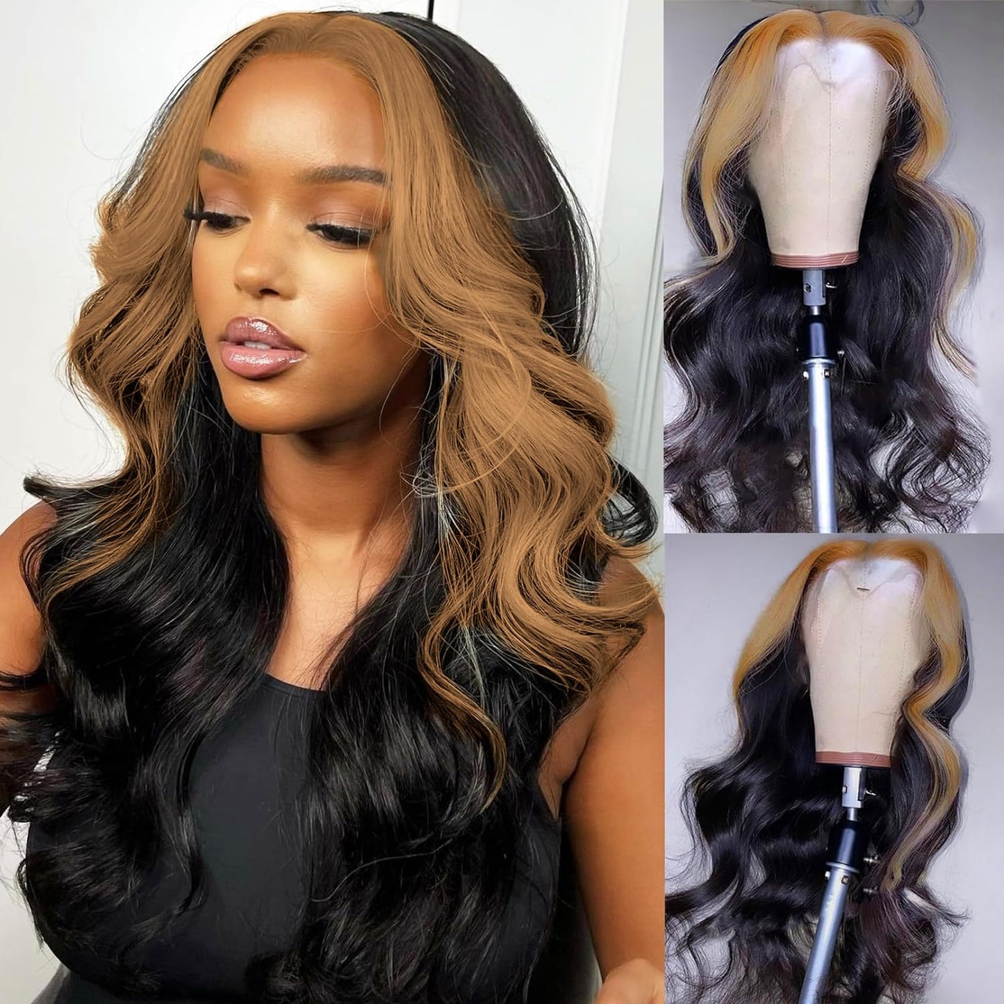 13X4 Dark Ginger Lace Front Wigs Human Hair Body Wave Orange Ginger Brown Brazilian HD Lace Front Human Hair Wigs Glueless 150% Density Pre Plucked Natural Hairline (18 inch, Copper Brown Color)