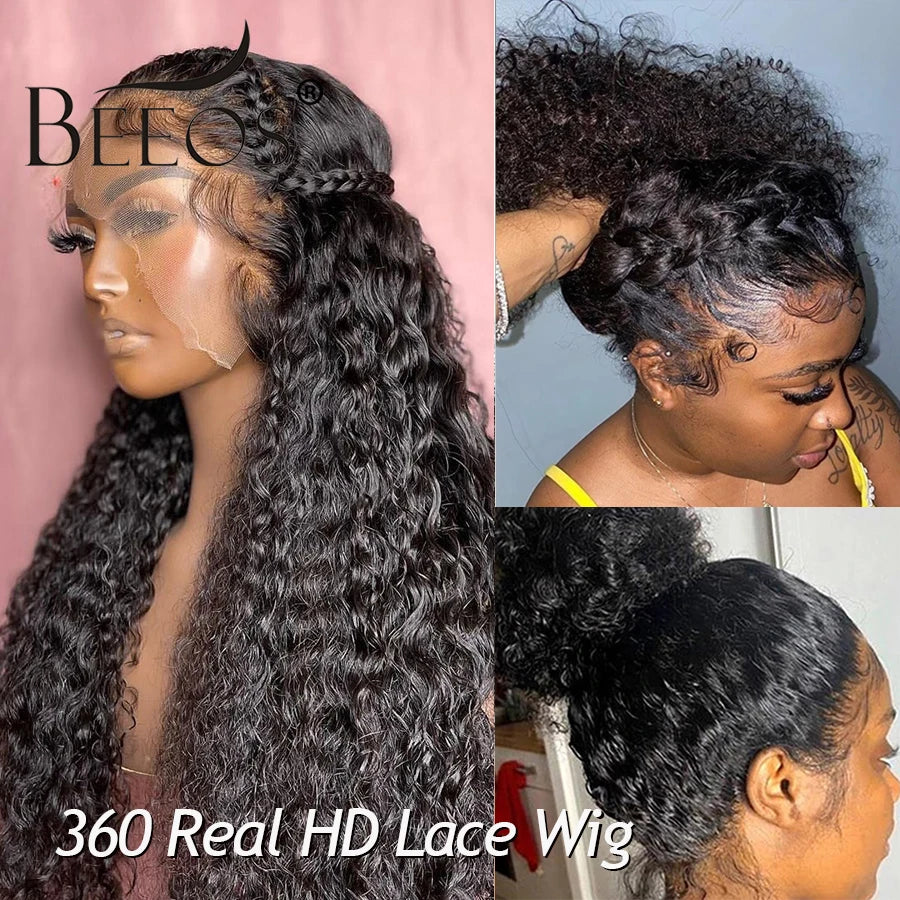 Curly 250% 360 Full Hd Lace Front Human Hair Wig Water Wave Pre Plucked Glueless Deep Curly Melt Skins HD Frontal Wigs For Woman
