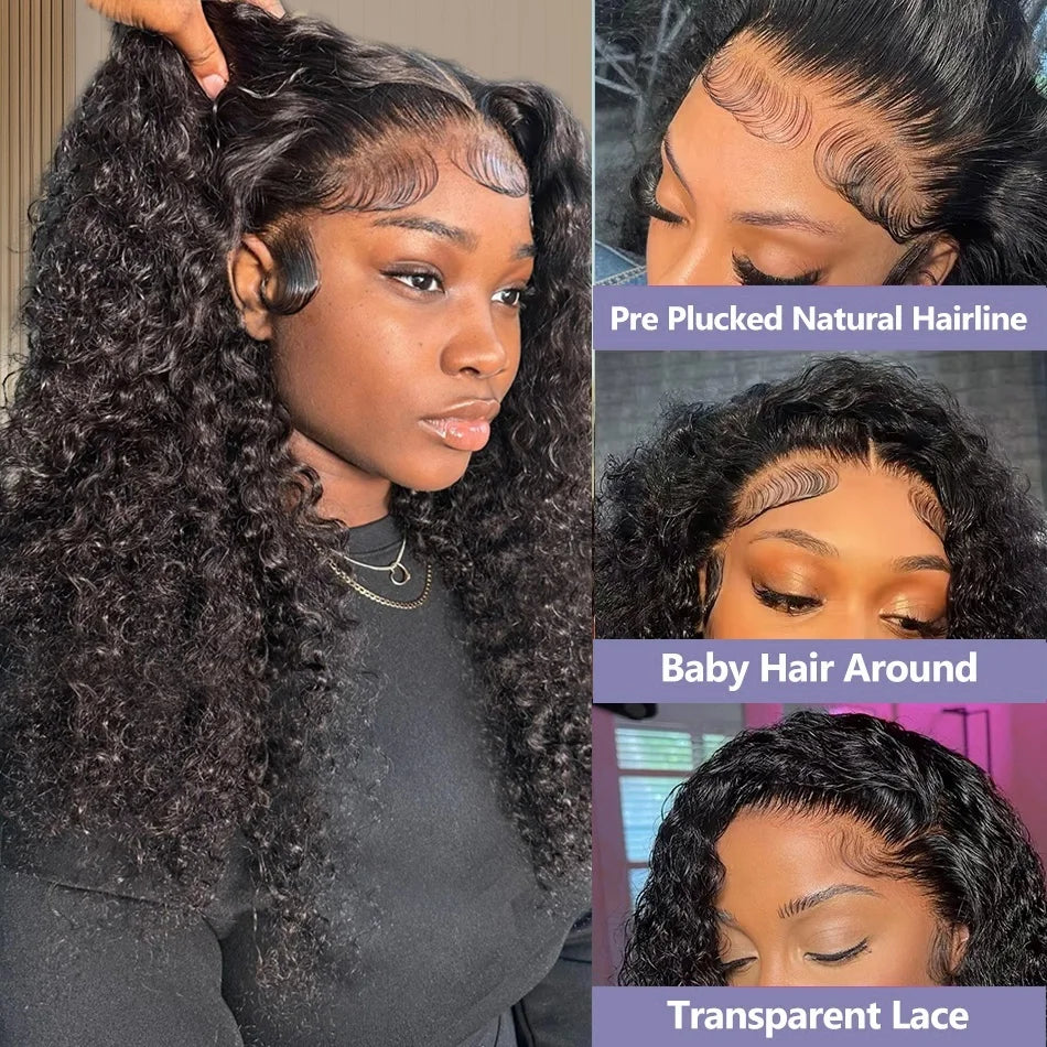 Black Brazilian Remy Curly Short Wig 100% Human Hair Deep Wave Bob 13x4 Lace Front 12-14 Inch Density 200% for Women Eye-Catching