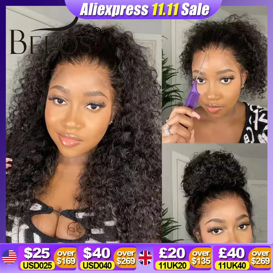 Curly 250% 360 Full Hd Lace Front Human Hair Wig Water Wave Pre Plucked Glueless Deep Curly Melt Skins HD Frontal Wigs For Woman