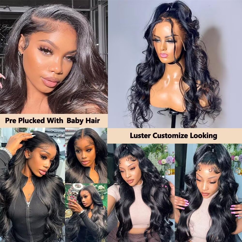 Perismoda 30 Inch Body Wave 13x6 Full Lace Frontal Wigs Human Hair 12A 180% Brazilian Virgin Body Wave 13x6 HD Transparent Lace Front Wigs Human Hair Pre Plucked With Baby Hair Pre Bleached Tiny Knots