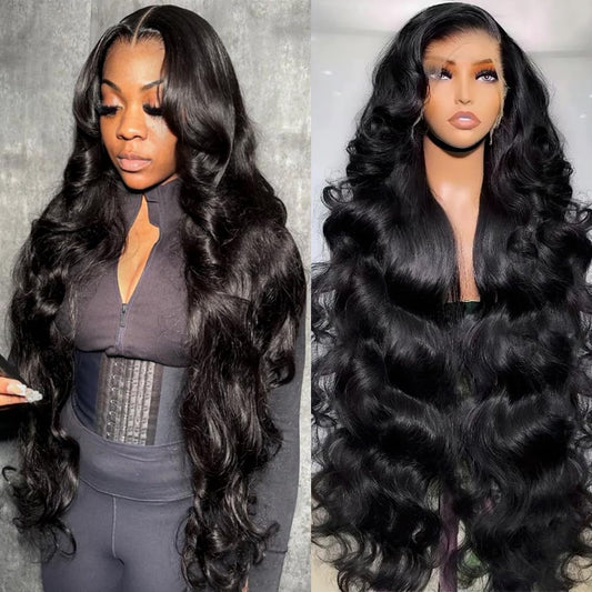 Perismoda 30 Inch Body Wave 13x6 Full Lace Frontal Wigs Human Hair 12A 180% Brazilian Virgin Body Wave 13x6 HD Transparent Lace Front Wigs Human Hair Pre Plucked With Baby Hair Pre Bleached Tiny Knots
