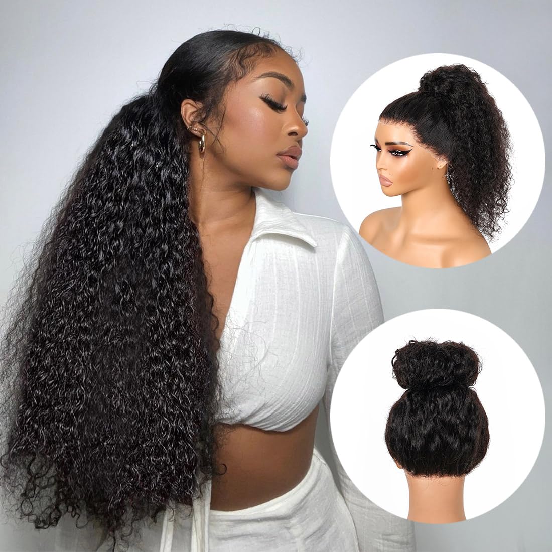 Hidden Strap 360 Full Lace Front Wigs Human Hair Invisible Strap Pre Plucked Bleached Konts Pre Cut Lace Deep Wave HD Lace Frontal Wig with Drawstring Natural Hairline 360 Glueless Wigs(18inch)