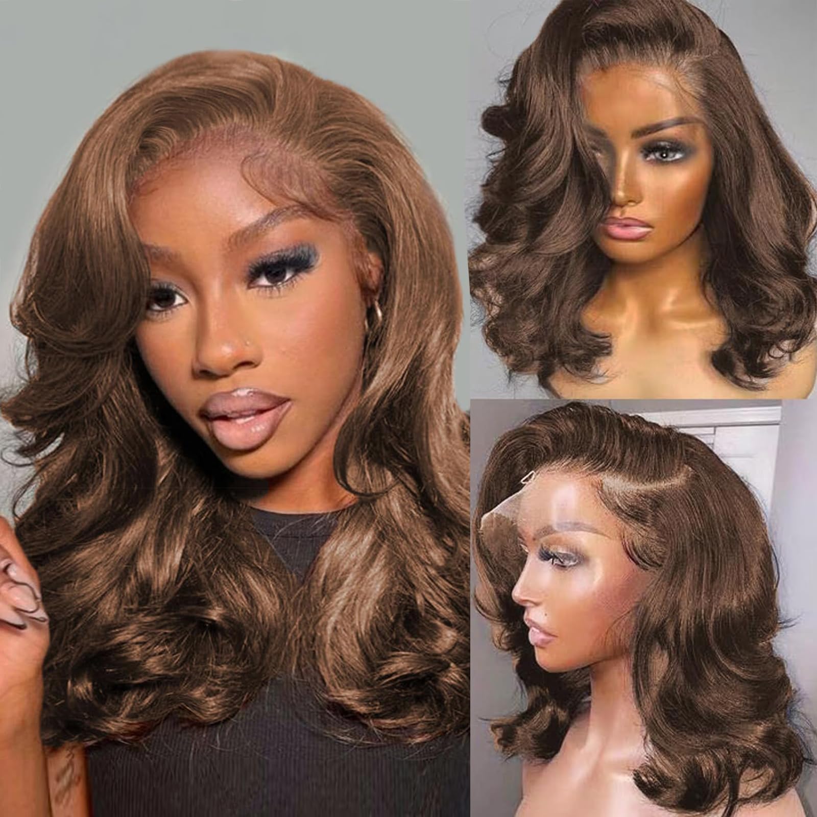 Douyin Bob Wig Human Hair 13x4 Frontal Lace Wig 14 Inch Body Wave 180% Density HD Lace Front Wigs Human Hair Pre Plucked Bob Wigs for Women (14 inch, Natural Black)