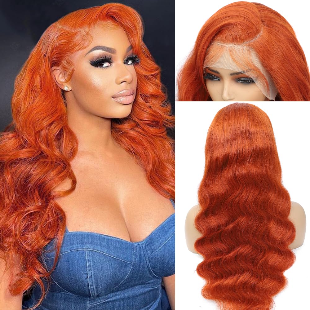 Honey Blonde Wig Human Hair 200% Density 13x4 Blonde Wig Human Hair Body Wave Lace Front Wigs Human Hair Pre Plucked Colored 27# Lace Frontal Wigs 24 Inch