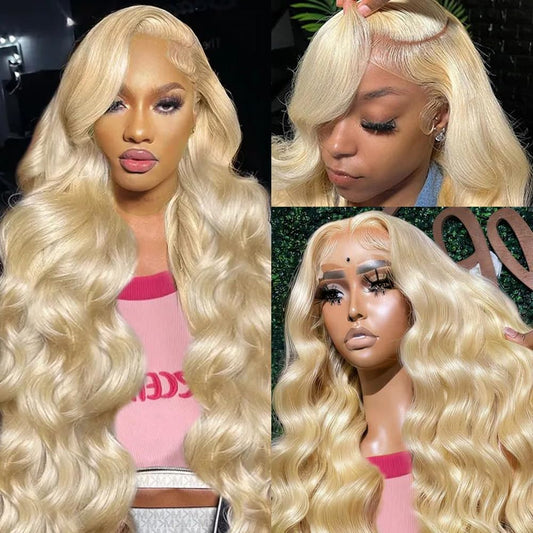 613 13x6 Lace Front Wig Human Hair 26 Inch Blonde Wig Human Hair 200% Density Body Wave Lace Front Wigs Pre Plucked 613 Lace Front Wig Blonde HD Lace Frontal Wig