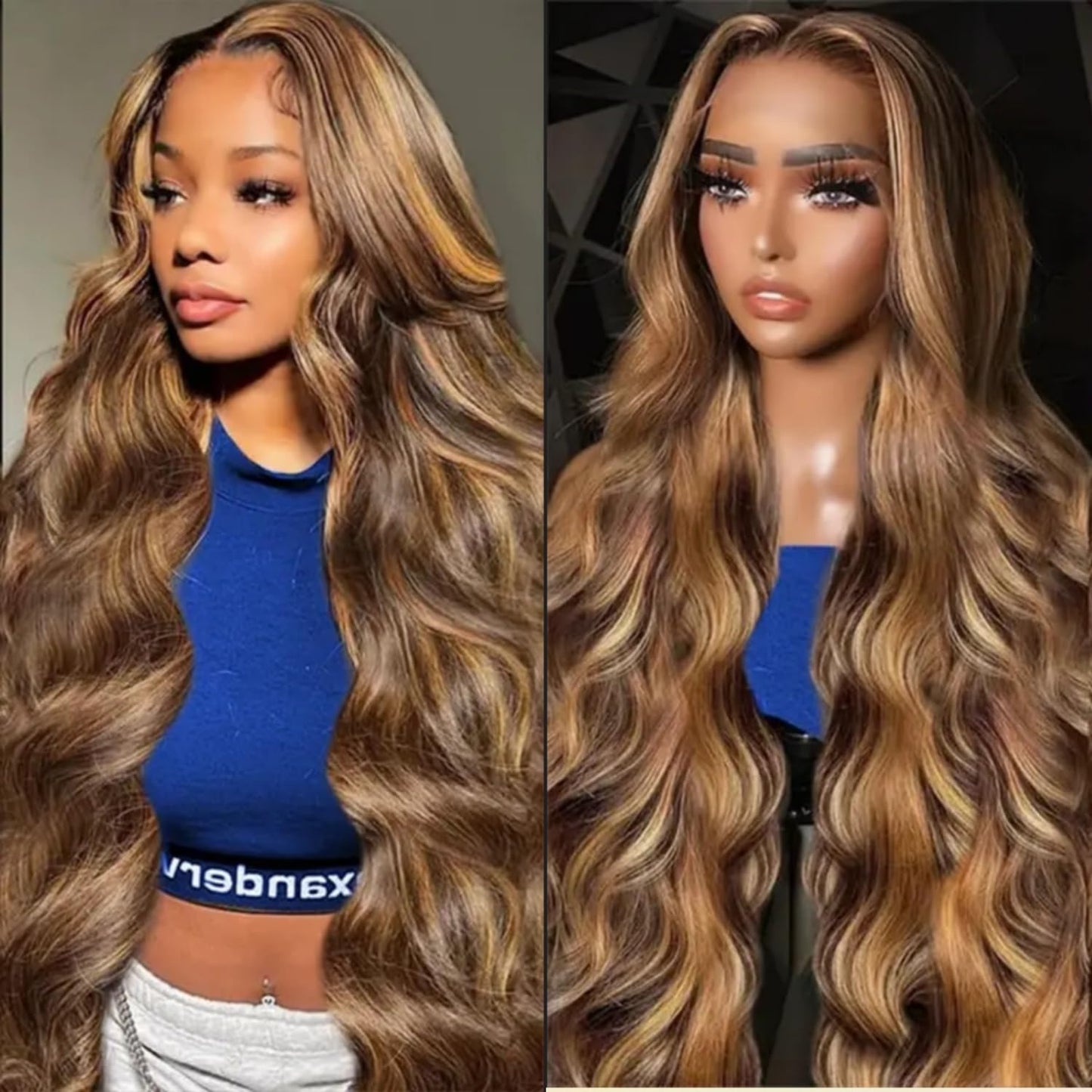 Real Human Hair Wig 30 Inch Ombre 13x6 Lace Front Wig Human Hair 210% Density 4/27 Highlight Wigs Honey Blonde Body Wave Lace Front Wig Pre Plucked HD Frontal Wig Glueless Wigs
