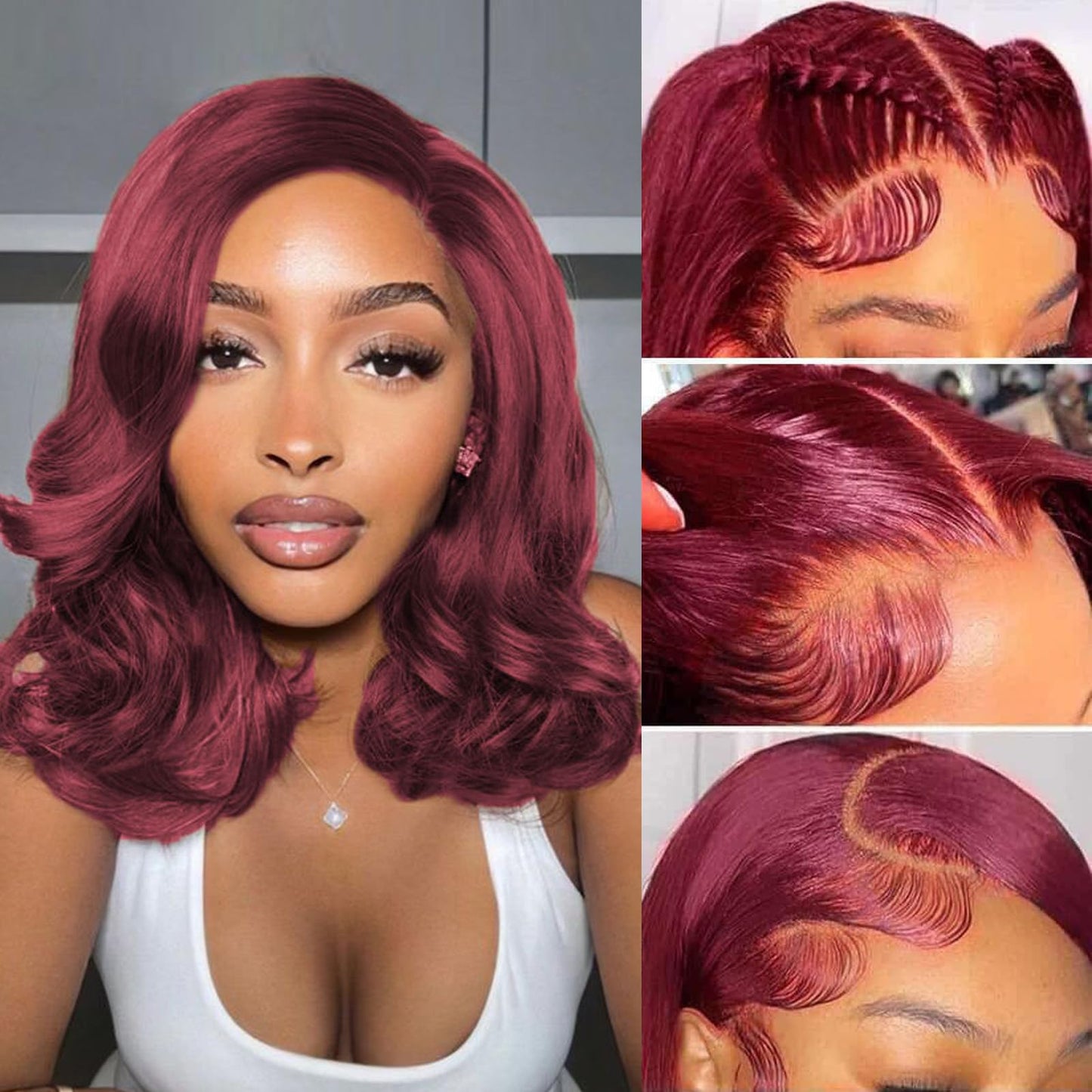 Douyin Bob Wig Human Hair 13x4 Frontal Lace Wig 14 Inch Body Wave 180% Density HD Lace Front Wigs Human Hair Pre Plucked Bob Wigs for Women (14 inch, Natural Black)