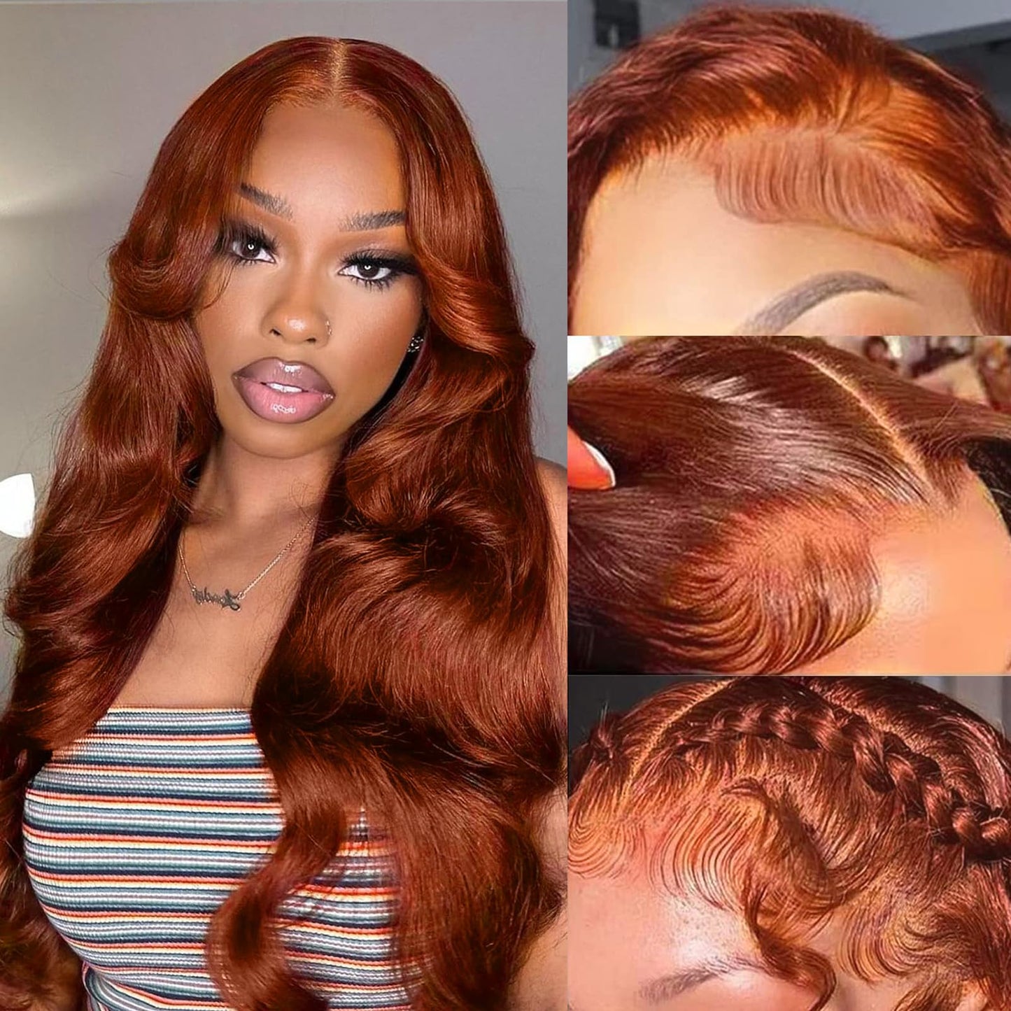 30 Inch Reddish Brown Lace Front Wigs Human Hair 200 Density 13x6 Body Wave HD Lace Frontal Wigs Human Hair Auburn Colored Lace Front Wigs Human Hair Pre Plucked with Baby Hair for Women