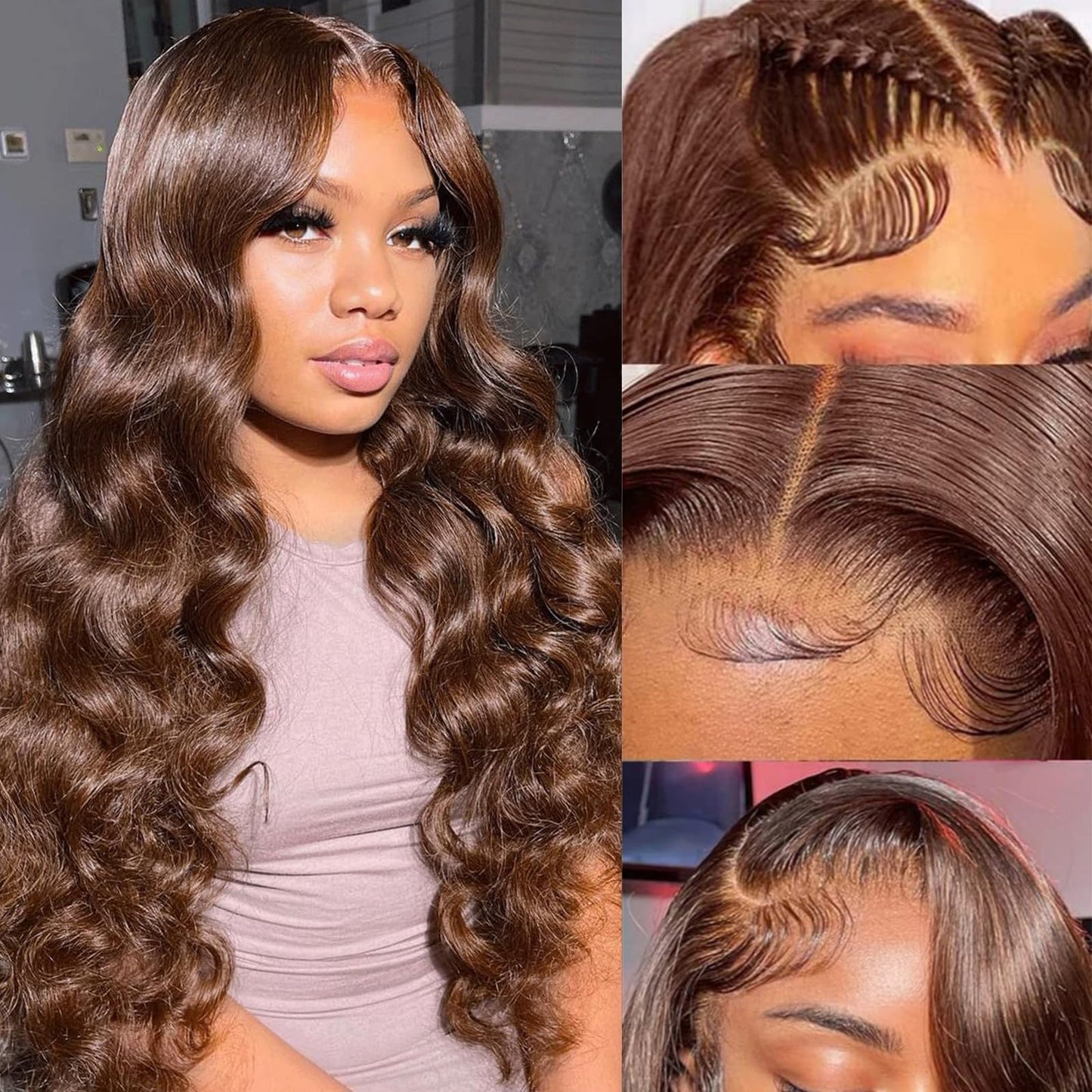 30 Inch Reddish Brown Lace Front Wigs Human Hair 200 Density 13x6 Body Wave HD Lace Frontal Wigs Human Hair Auburn Colored Lace Front Wigs Human Hair Pre Plucked with Baby Hair for Women