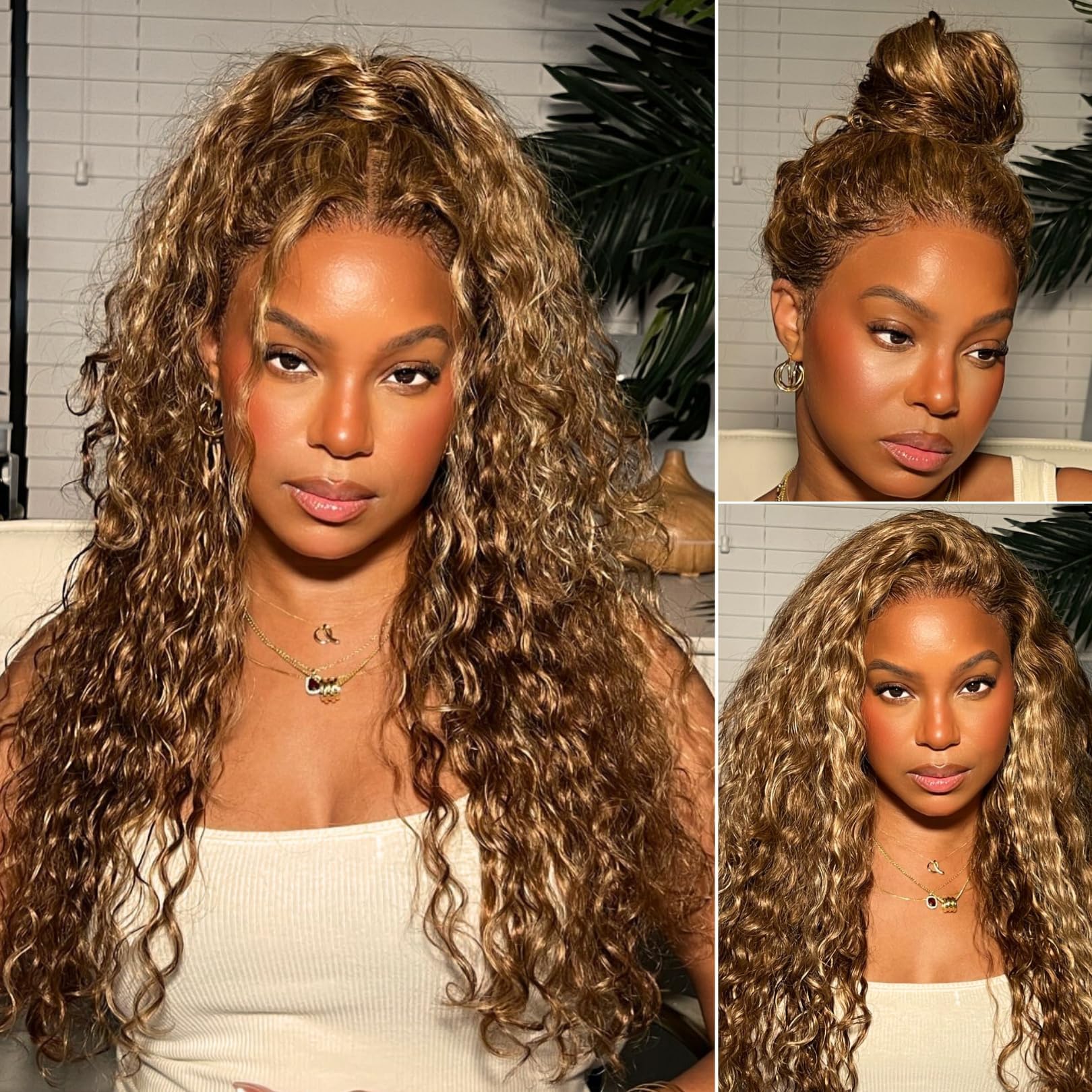 360 Deep Wave Lace Front Wigs Human Hair Pre Plucked 180% Density 26 IN, Highlight Ombre Honey Blonde Brown Full 360 HD Lace Frontal Wigs, 4/27 Colored 10A Soft Shinny Thick Brazilian Hair