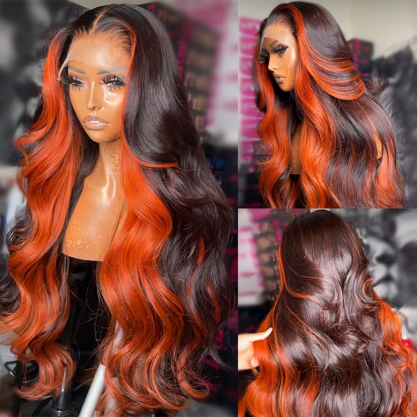 200 Density 13x6 Reddish Brown Lace Front Wigs Human Hair Pre Plucked 13x6 HD Transparent Body Wave Lace Front Wigs With Baby Hair Ginger #33 Colored Human Hair Wig For Women (22 Inch)