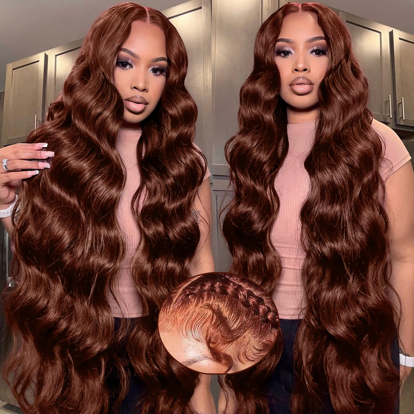 Red Lace Front Wigs Human Hair Body Wave 13x6 HD Lace Front Wig Human Hair 180% Density Wear and Go Glueless Red Wigs Human Hair Pre Plucked Burgundy Red Colored Wigs for Women 26 Inch