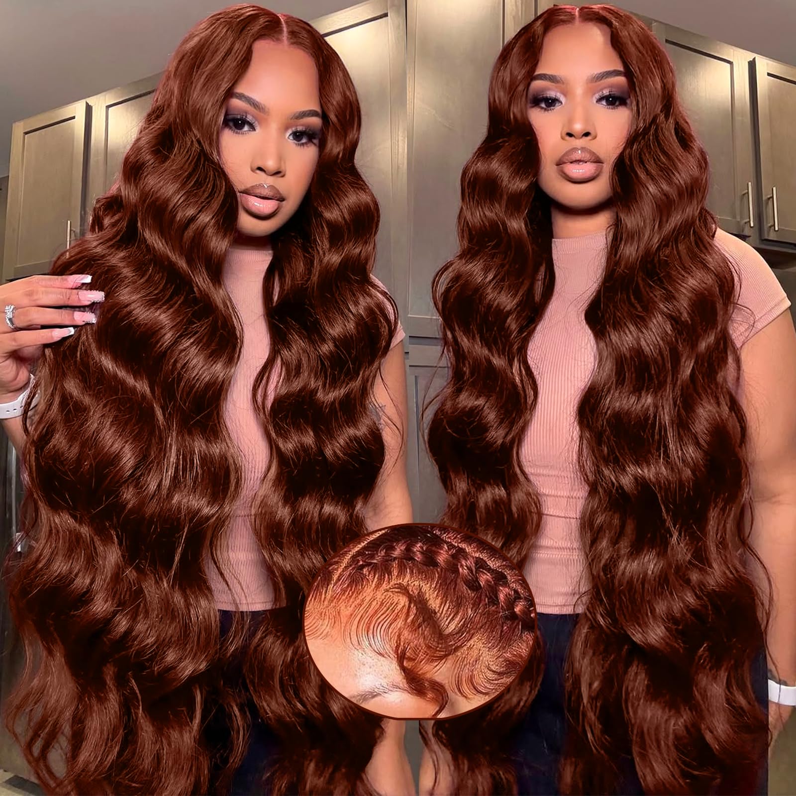 Red Lace Front Wigs Human Hair Body Wave 13x6 HD Lace Front Wig Human Hair 180% Density Wear and Go Glueless Red Wigs Human Hair Pre Plucked Burgundy Red Colored Wigs for Women 26 Inch