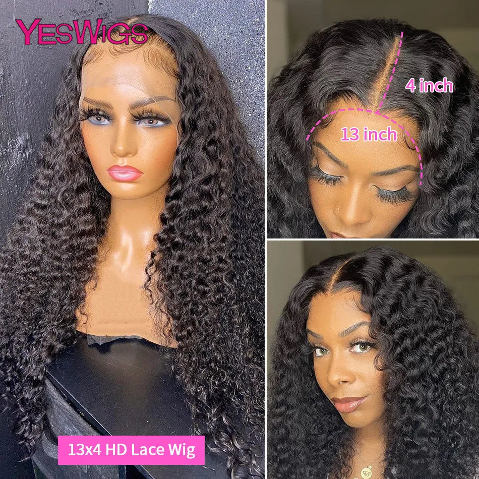 13x6 Deep Curly Lace Front Wig Pre Plucked Kinky Curly Human Hair Wig 13x4 30 34 Inch Glueless Lace Frontal Wig 100% Human Hair