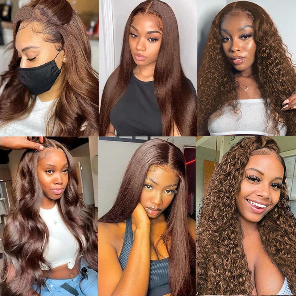 Chocolate Brown 13x4 Body Wave Lace Front Wig HD Transparent Swiss Lace 100% Remy Human Hair Pre Plucked Brazilian 13x6 Wig for Women