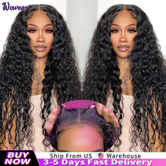 Glueless Deep Wave Human Hair Wig Lace Front Pre-Cut Ready to Wear Wig for Women Brazilian Remy Hair Long 26+ Inch