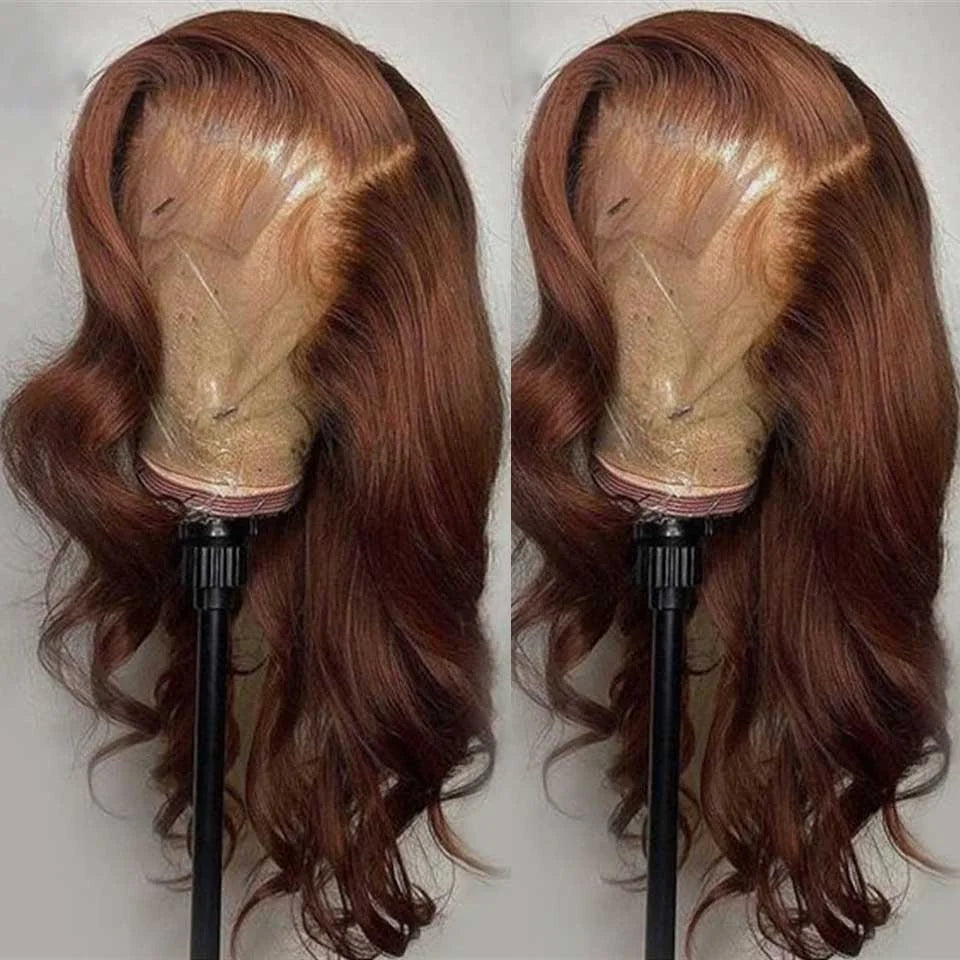 Chocolate Brown 13x4 Body Wave Lace Front Wig HD Transparent Swiss Lace 100% Remy Human Hair Pre Plucked Brazilian 13x6 Wig for Women