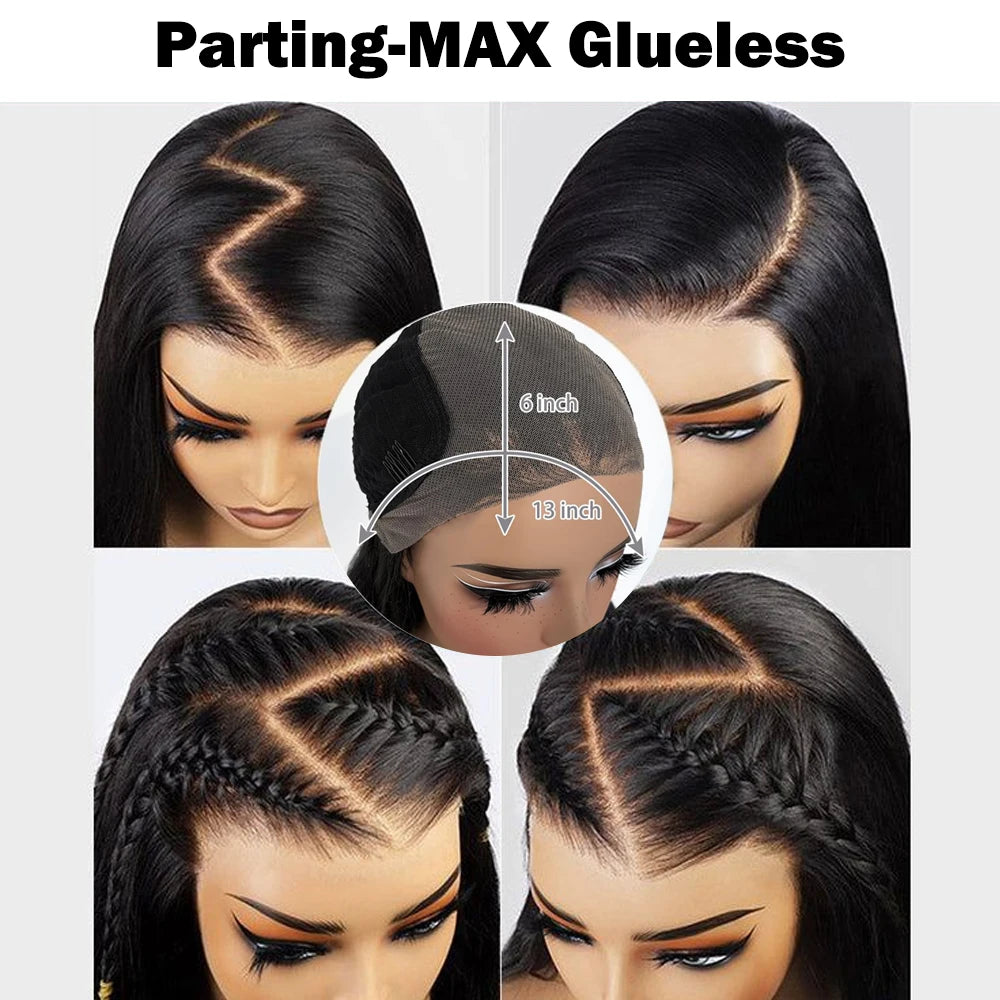 30 Inch 7x6 Glueless Brazilian Body Wave Lace Front Wig 13x6 HD Transparent Closure 250 Density Long Human Hair Wig