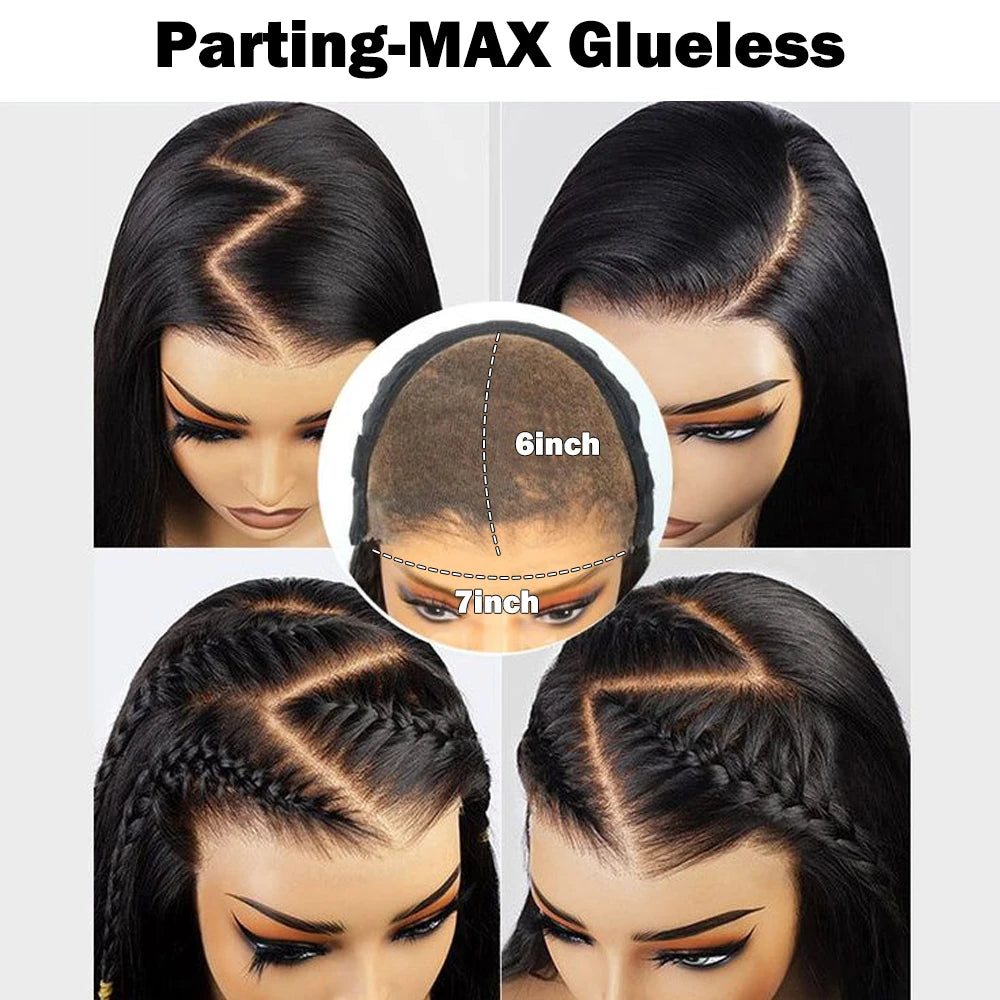 30 Inch 7x6 Glueless Brazilian Body Wave Lace Front Wig 13x6 HD Transparent Closure 250 Density Long Human Hair Wig
