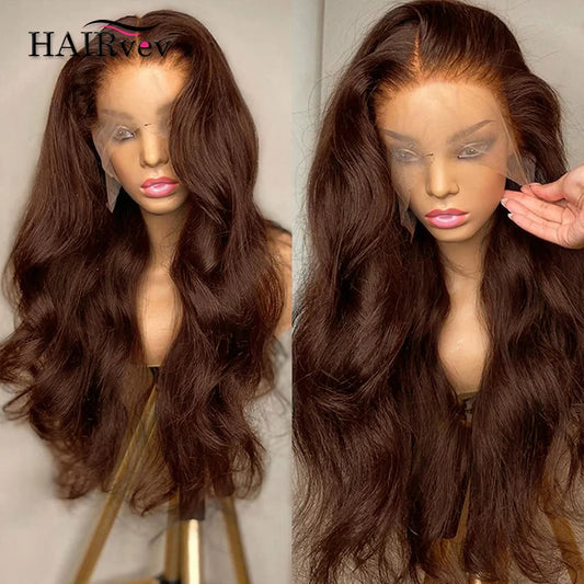 Chocolate Brown 13x4 Body Wave Lace Front Wig HD Transparent Swiss Lace 100% Remy Human Hair Pre Plucked Brazilian 13x6 Wig for Women